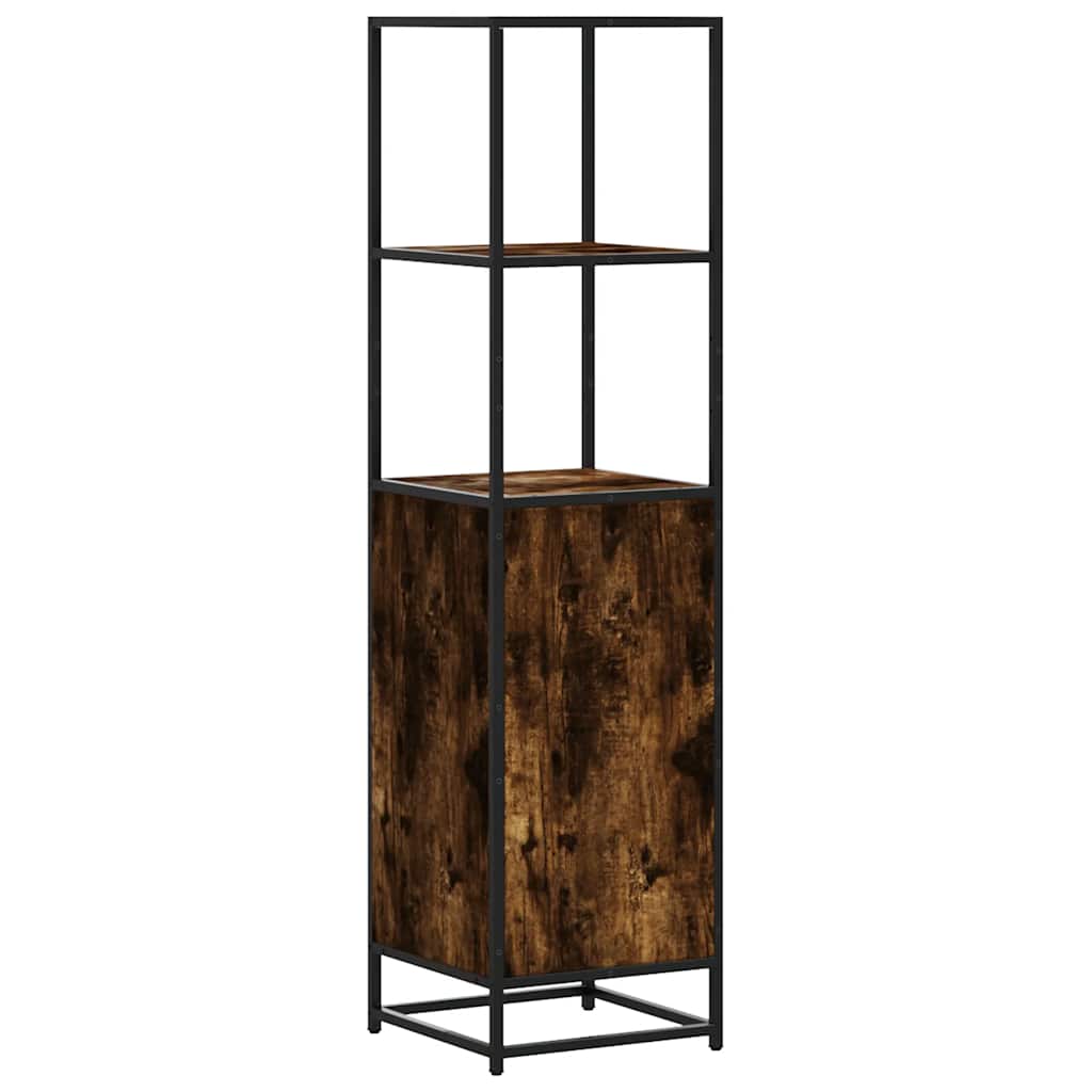 Buffet haut chêne fumé 35,5x35x139 cm bois d'ingénierie métal - XIOS