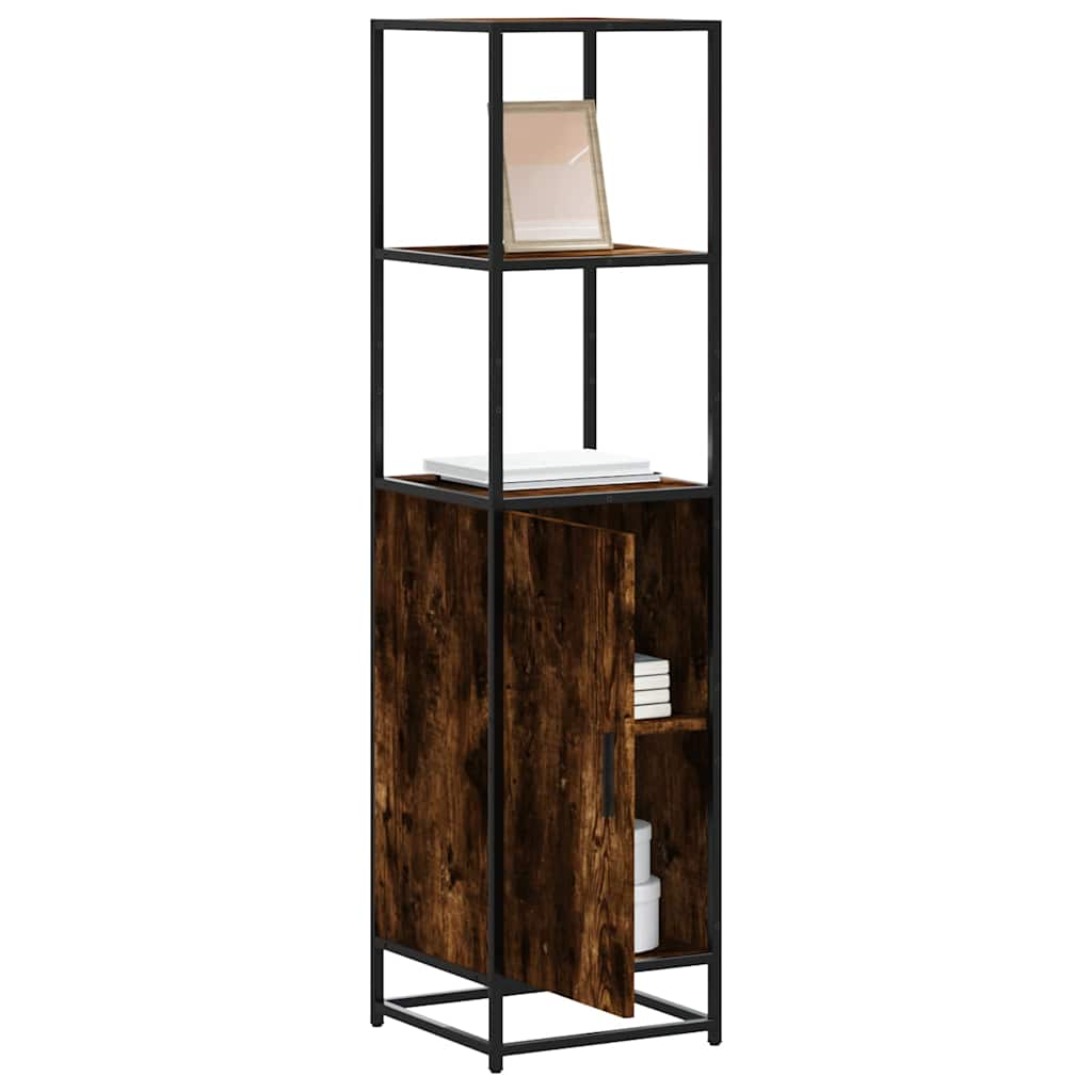 Buffet haut chêne fumé 35,5x35x139 cm bois d'ingénierie métal - XIOS