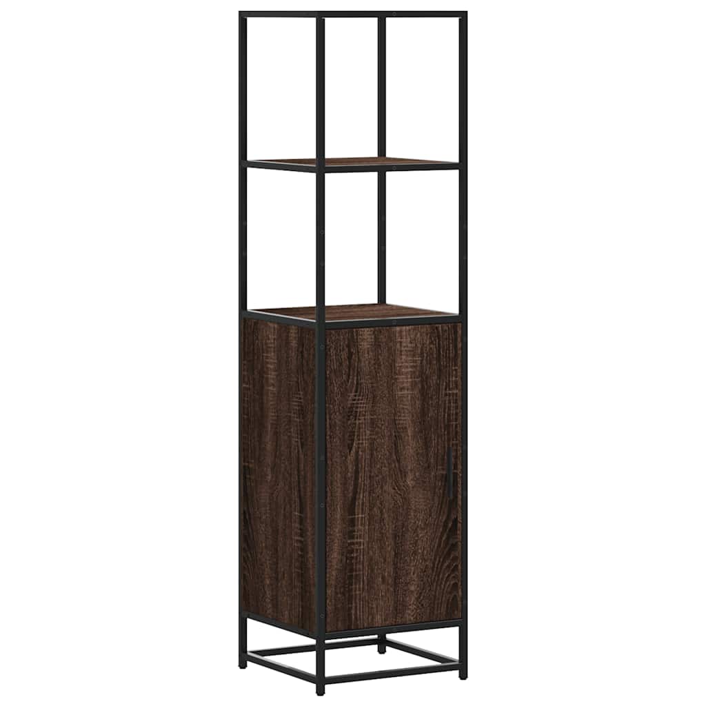 Buffet haut chêne marron 35,5x35x139 cm bois d'ingénierie métal - XIOS