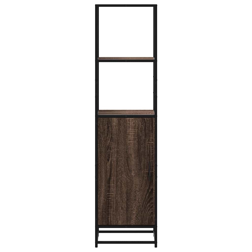 Buffet haut chêne marron 35,5x35x139 cm bois d'ingénierie métal - XIOS