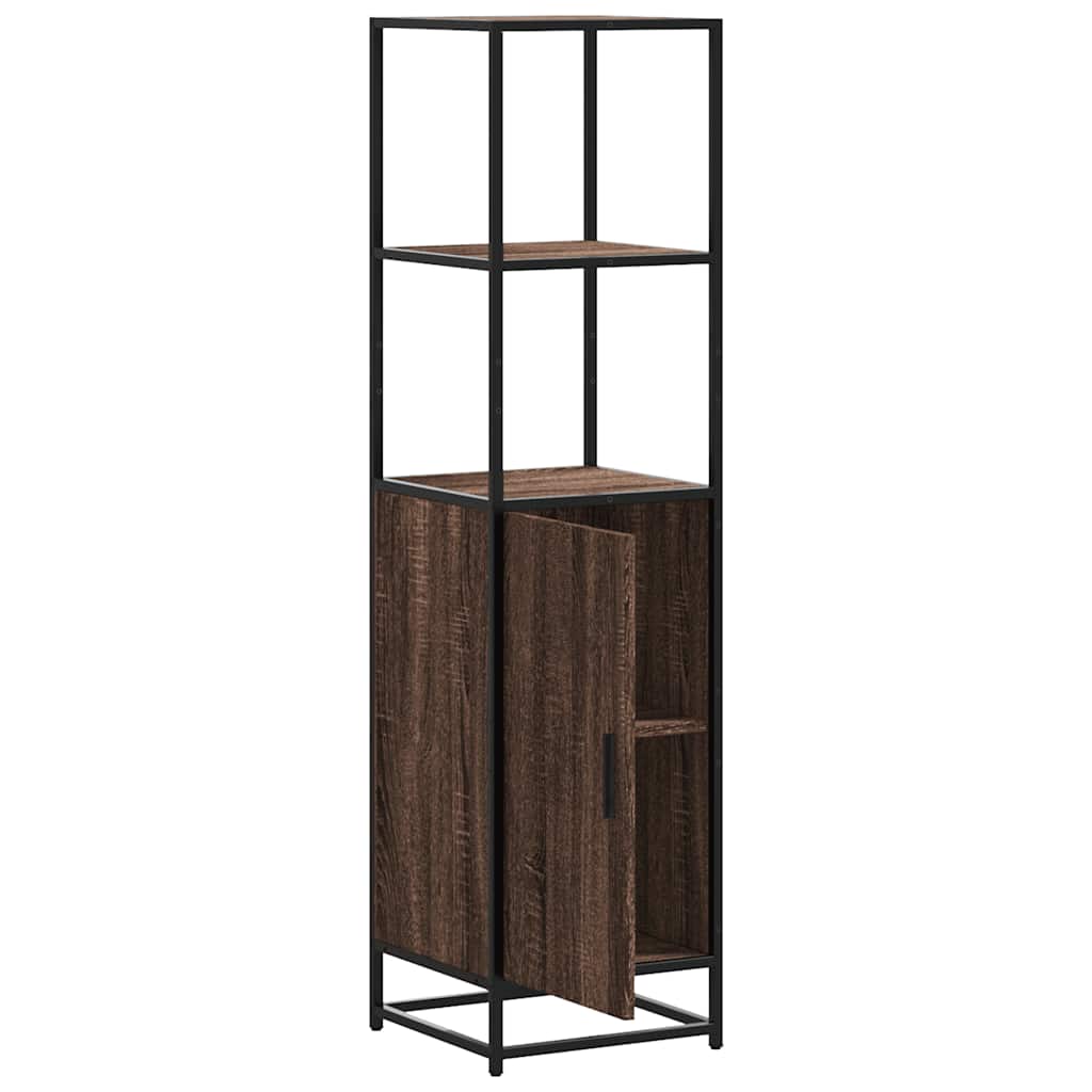 Buffet haut chêne marron 35,5x35x139 cm bois d'ingénierie métal - XIOS