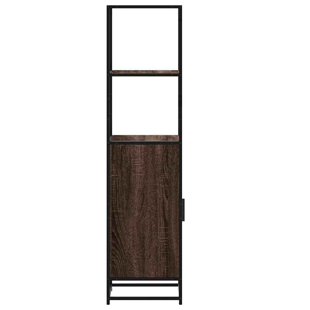 Buffet haut chêne marron 35,5x35x139 cm bois d'ingénierie métal - XIOS