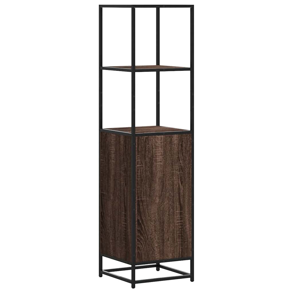 Buffet haut chêne marron 35,5x35x139 cm bois d'ingénierie métal - XIOS