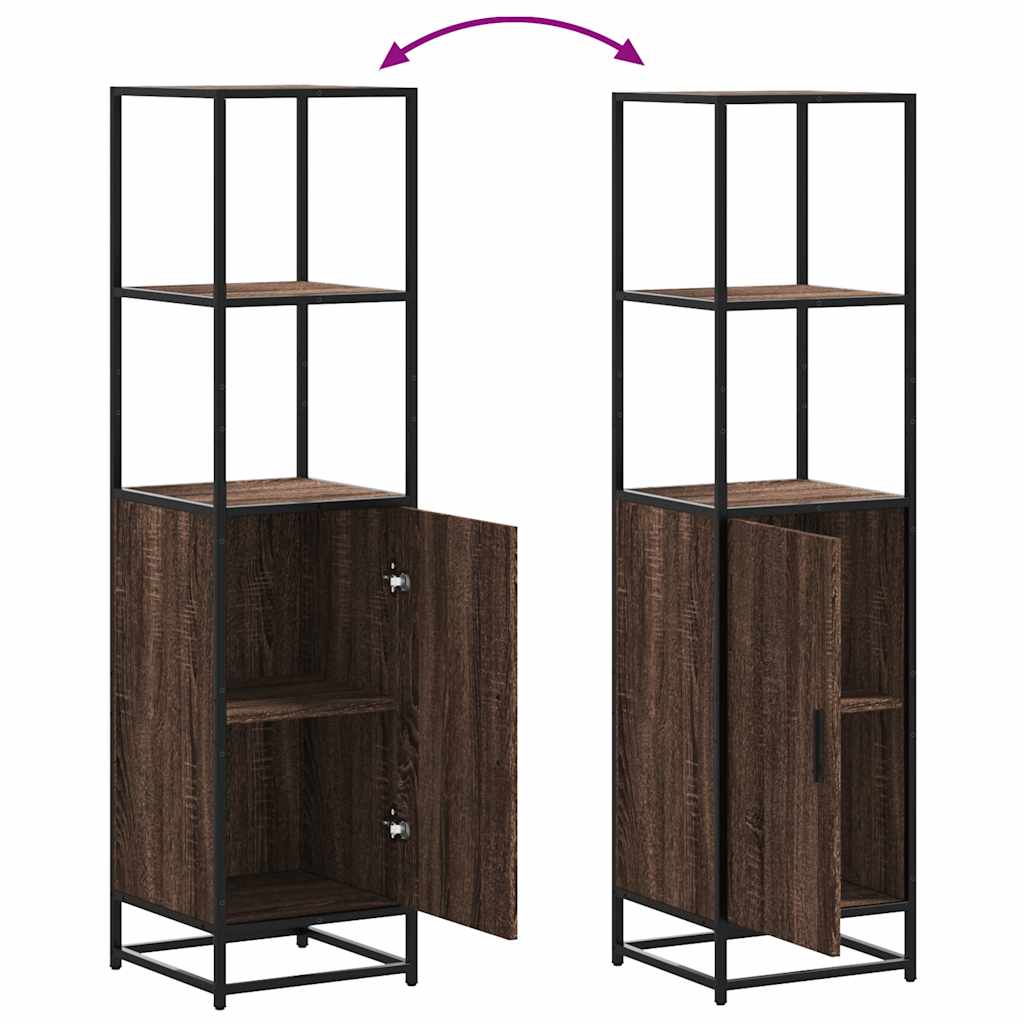 Buffet haut chêne marron 35,5x35x139 cm bois d'ingénierie métal - XIOS