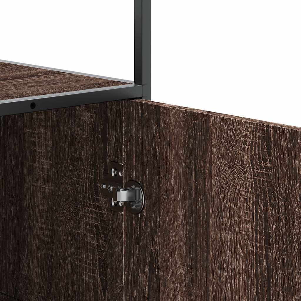 Buffet haut chêne marron 35,5x35x139 cm bois d'ingénierie métal - XIOS