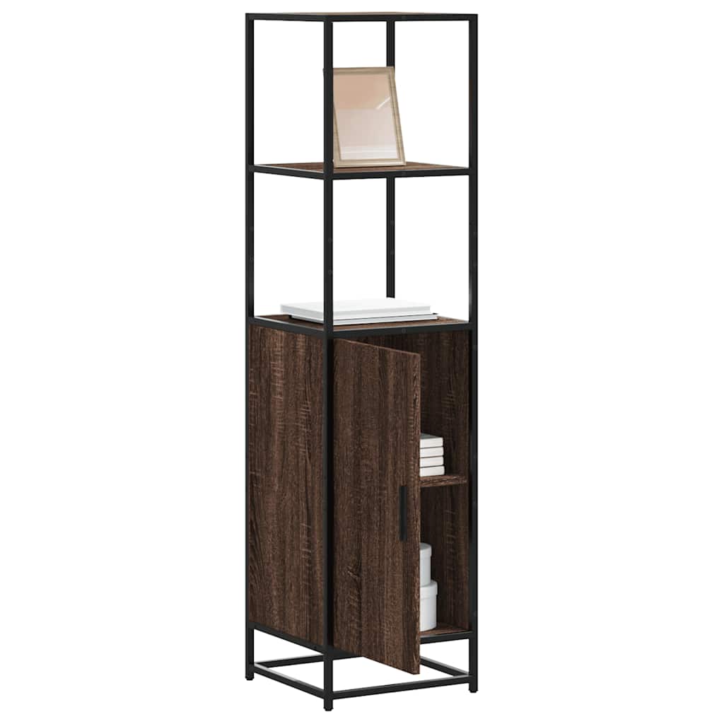 Buffet haut chêne marron 35,5x35x139 cm bois d'ingénierie métal - XIOS