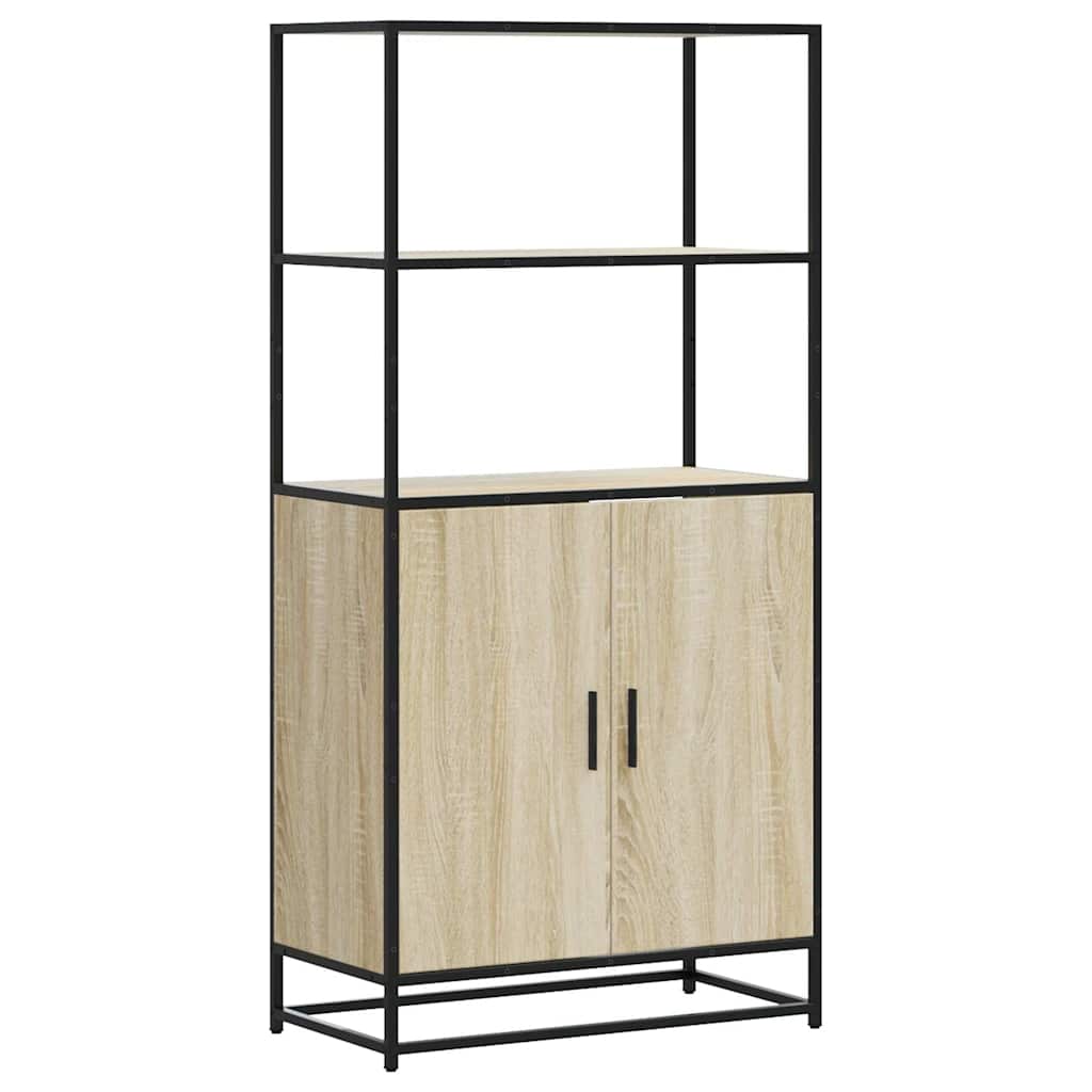 Buffet haut chêne sonoma 68x35x139 cm bois d'ingénierie métal - XIOS