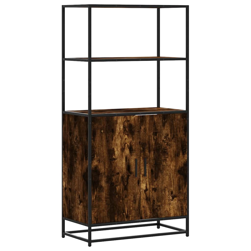 Buffet haut chêne fumé 68x35x139 cm bois d'ingénierie métal - XIOS