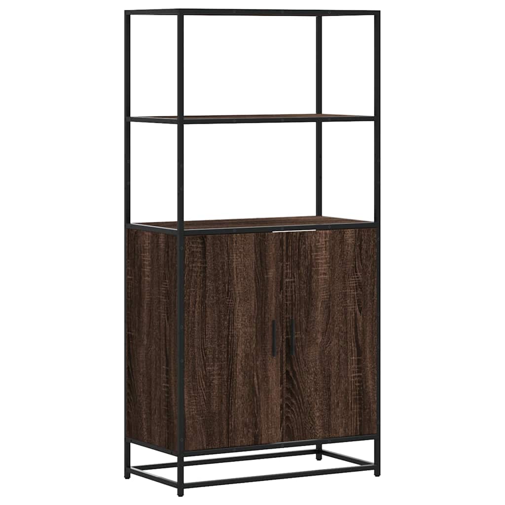 Buffet haut chêne marron 68x35x139 cm bois d'ingénierie métal - XIOS