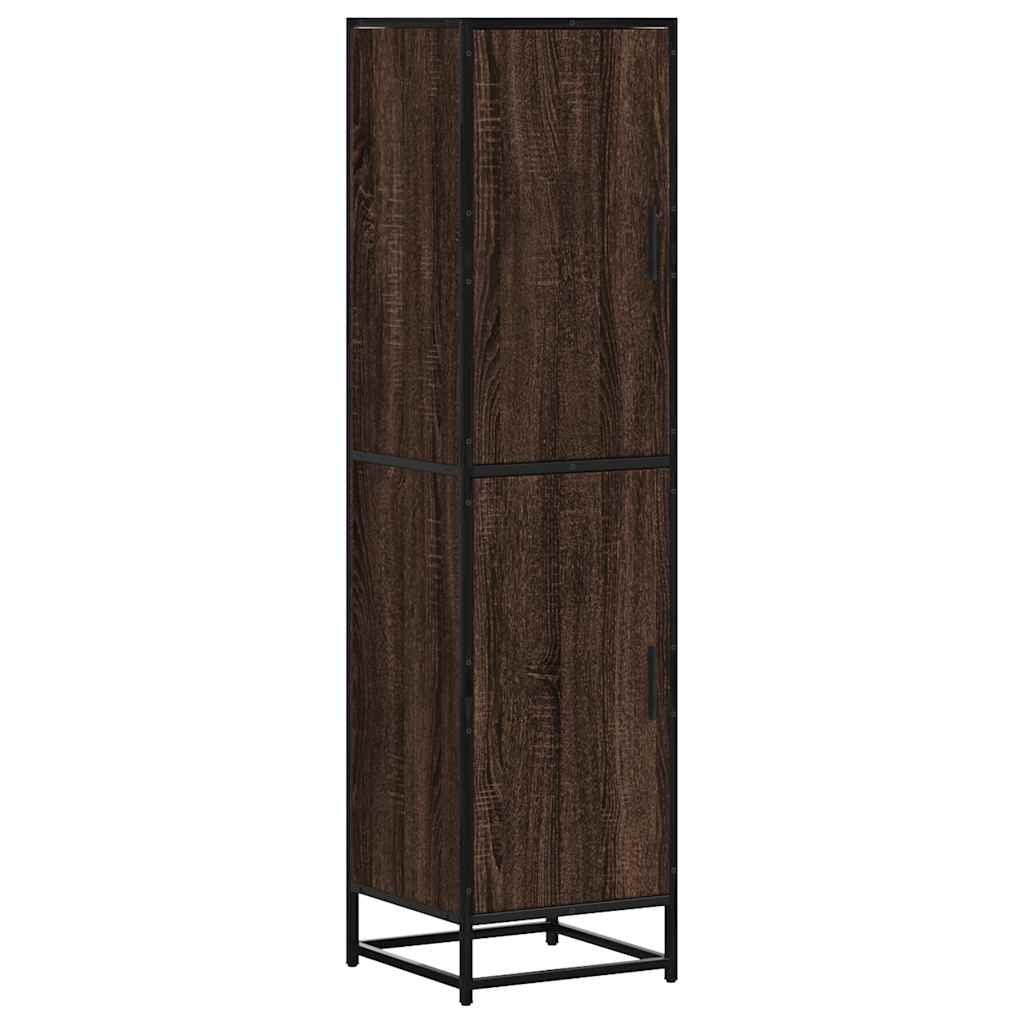 Buffet haut chêne marron 35,5x35x139 cm bois d'ingénierie métal - XIOS