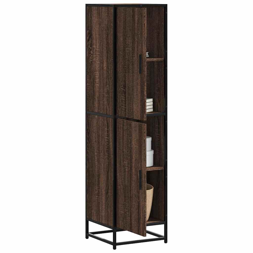 Buffet haut chêne marron 35,5x35x139 cm bois d'ingénierie métal - XIOS