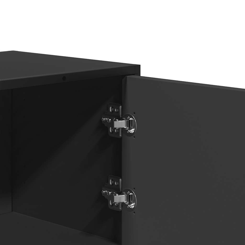 Buffet haut noir 35,5x35x106,5 cm bois d'ingénierie et métal - XIOS