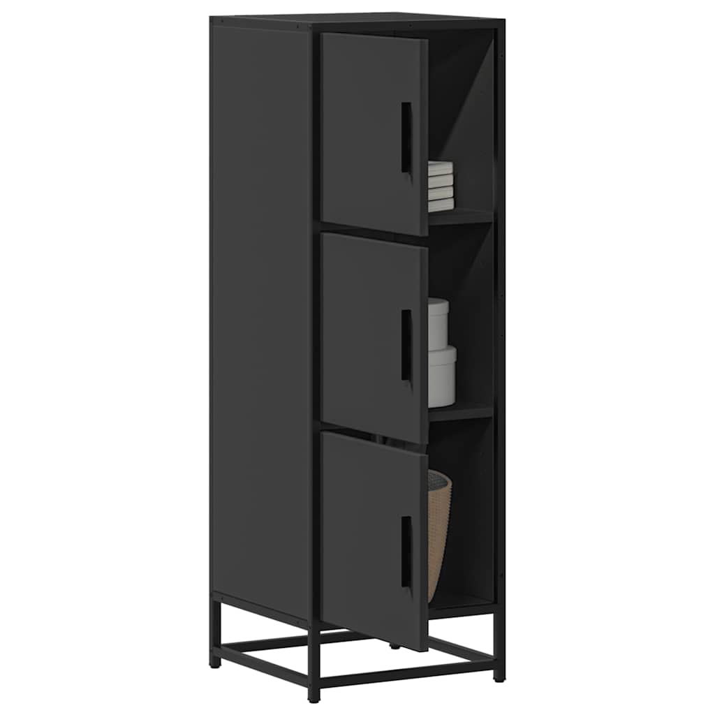 Buffet haut noir 35,5x35x106,5 cm bois d'ingénierie et métal - XIOS