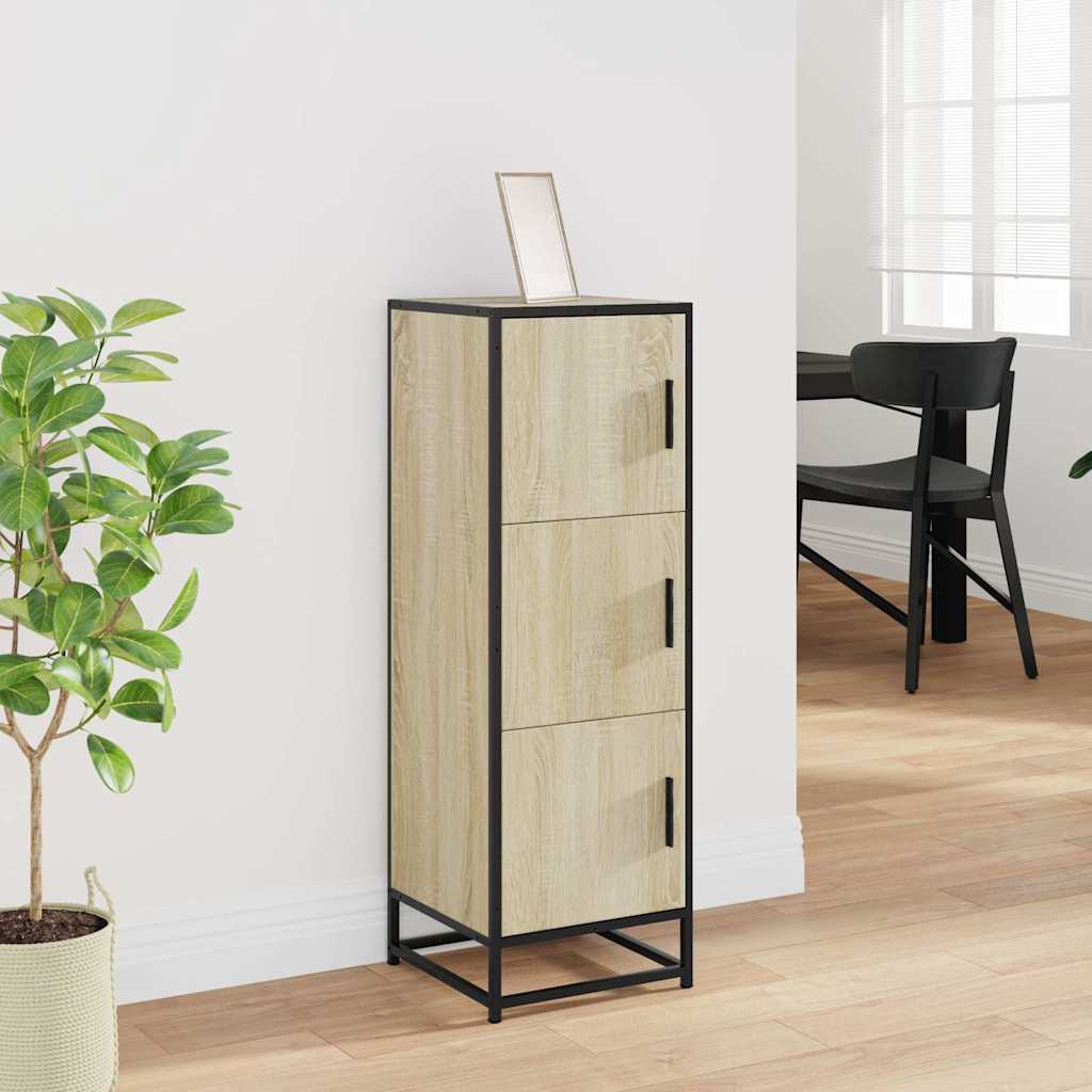 Buffet haut chêne sonoma 35,5x35x106,5 cm bois ingénierie métal - XIOS