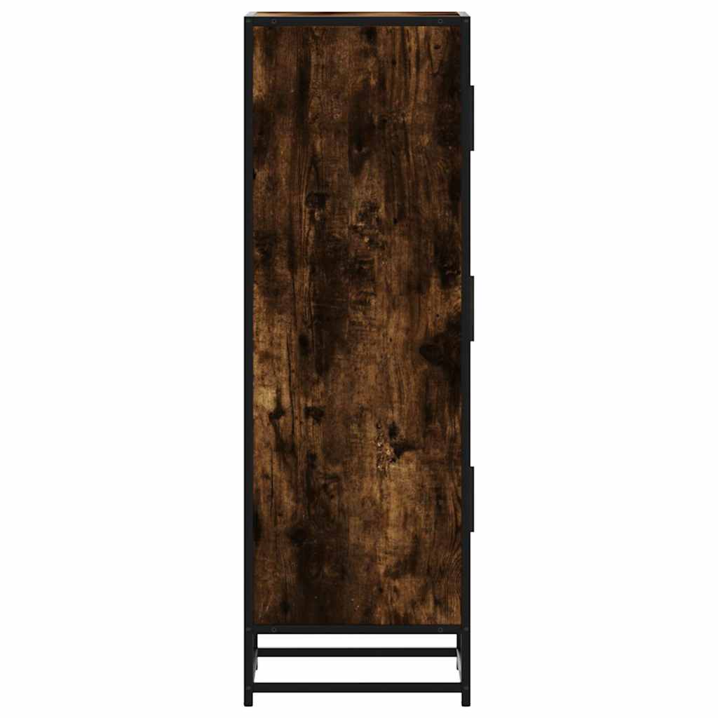 Buffet haut chêne fumé 35,5x35x106,5 cm bois d'ingénierie métal - XIOS