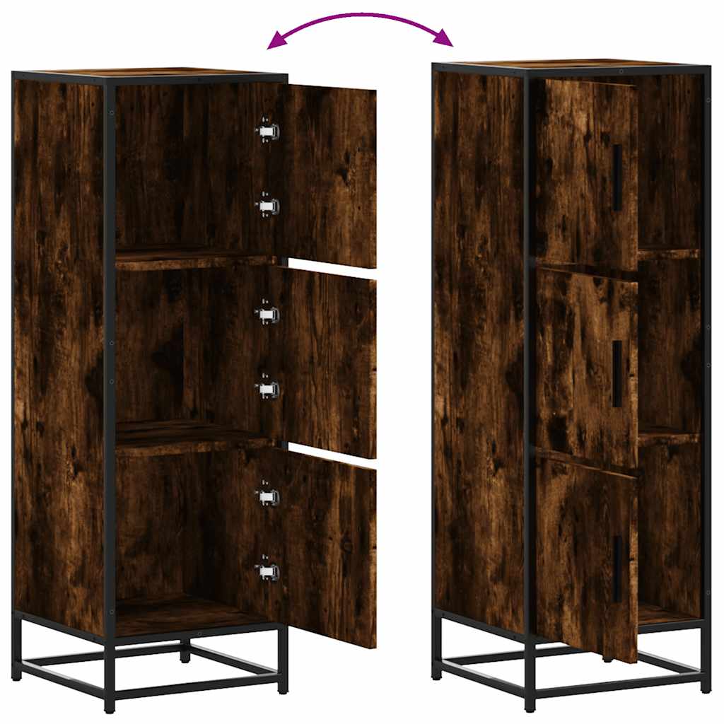 Buffet haut chêne fumé 35,5x35x106,5 cm bois d'ingénierie métal - XIOS