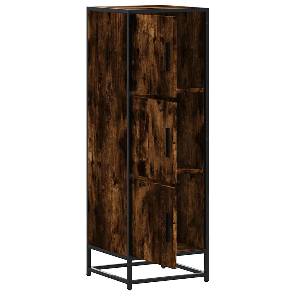 Buffet haut chêne fumé 35,5x35x106,5 cm bois d'ingénierie métal - XIOS