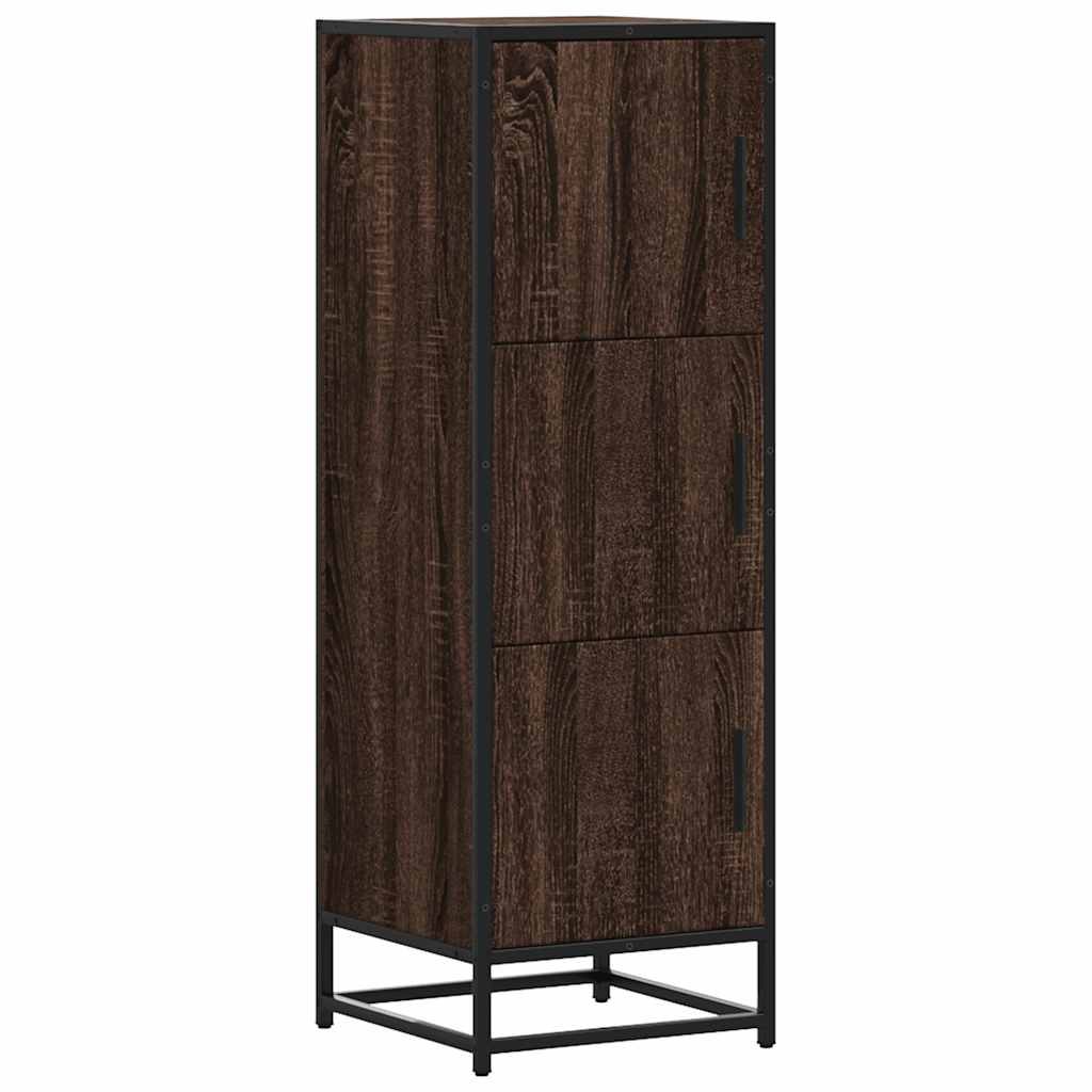 Buffet haut chêne marron 35,5x35x106,5 cm bois ingénierie métal - XIOS