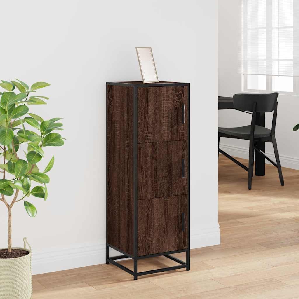 Buffet haut chêne marron 35,5x35x106,5 cm bois ingénierie métal - XIOS