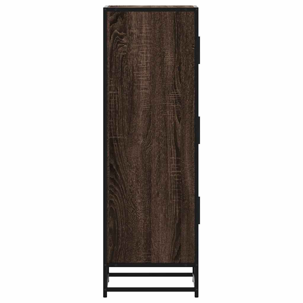 Buffet haut chêne marron 35,5x35x106,5 cm bois ingénierie métal - XIOS
