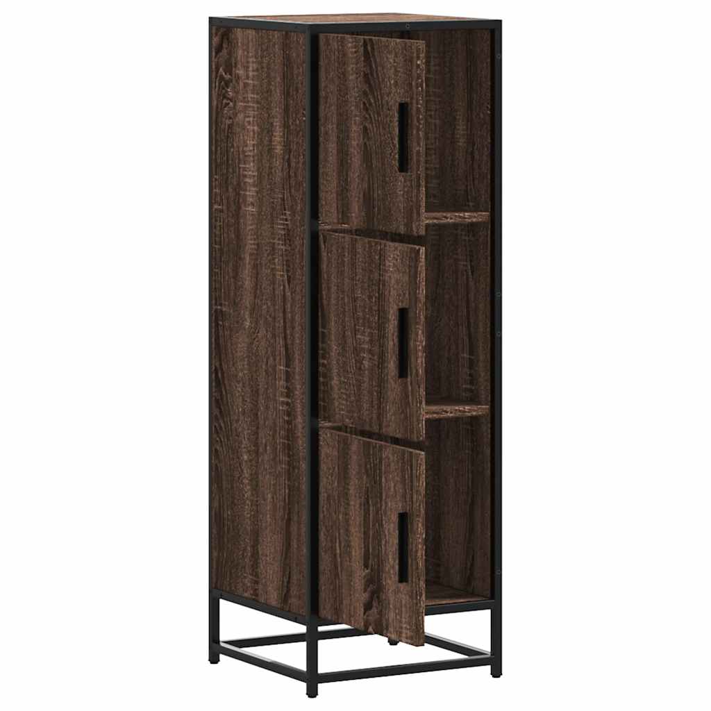 Buffet haut chêne marron 35,5x35x106,5 cm bois ingénierie métal - XIOS