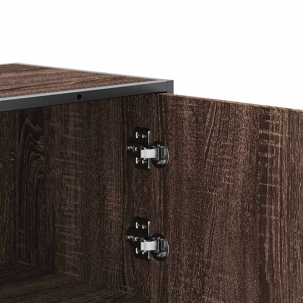 Buffet haut chêne marron 35,5x35x106,5 cm bois ingénierie métal - XIOS