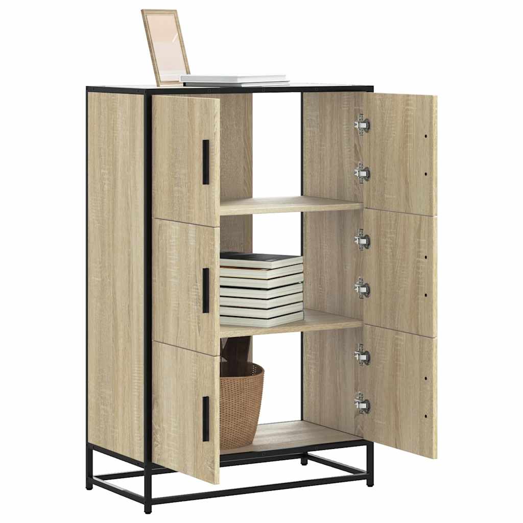 Buffet haut chêne sonoma 68x35x106,5 cm bois ingénierie métal - XIOS