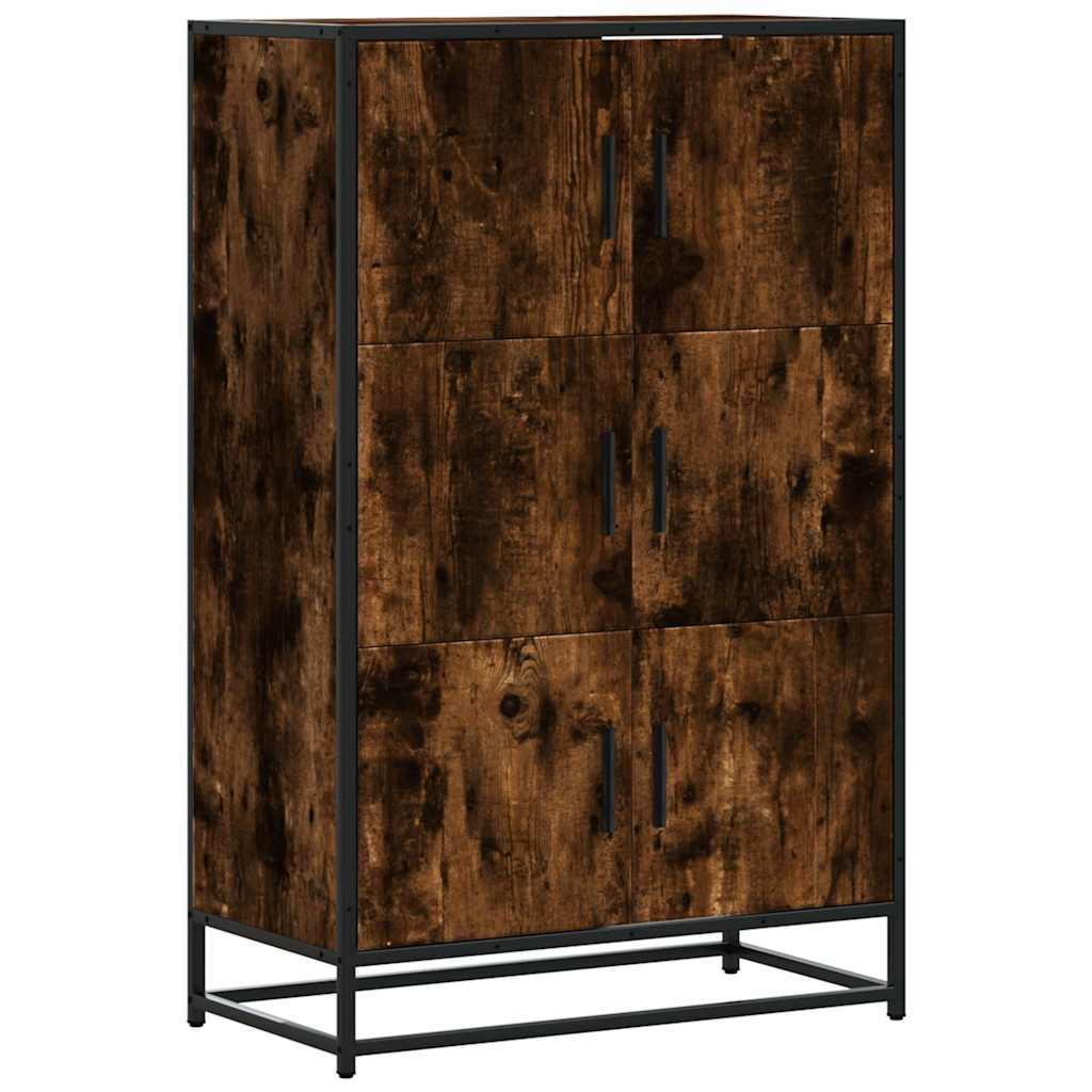 Buffet haut chêne fumé 68x35x106,5 cm bois d'ingénierie métal - XIOS
