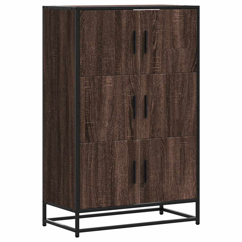 Buffet haut chêne marron 68x35x106,5 cm bois ingénierie métal - XIOS