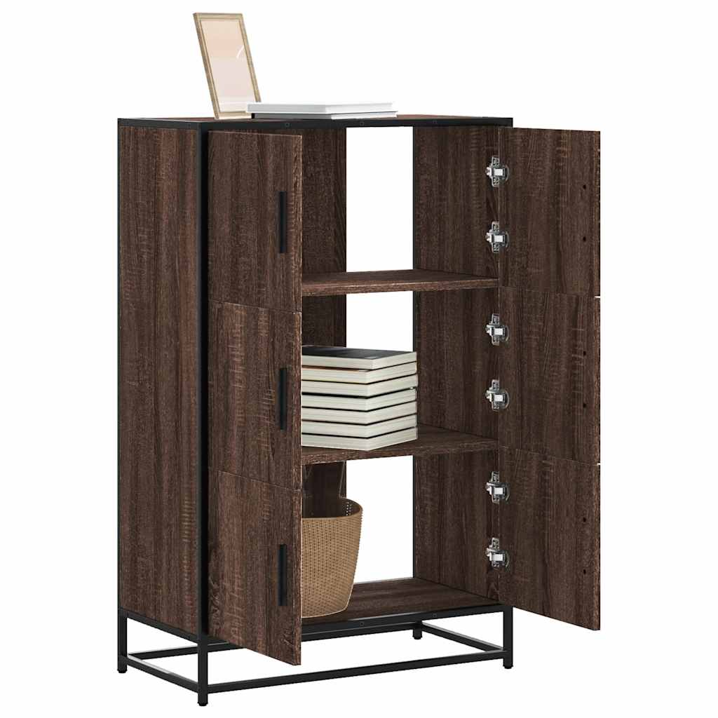 Buffet haut chêne marron 68x35x106,5 cm bois ingénierie métal - XIOS