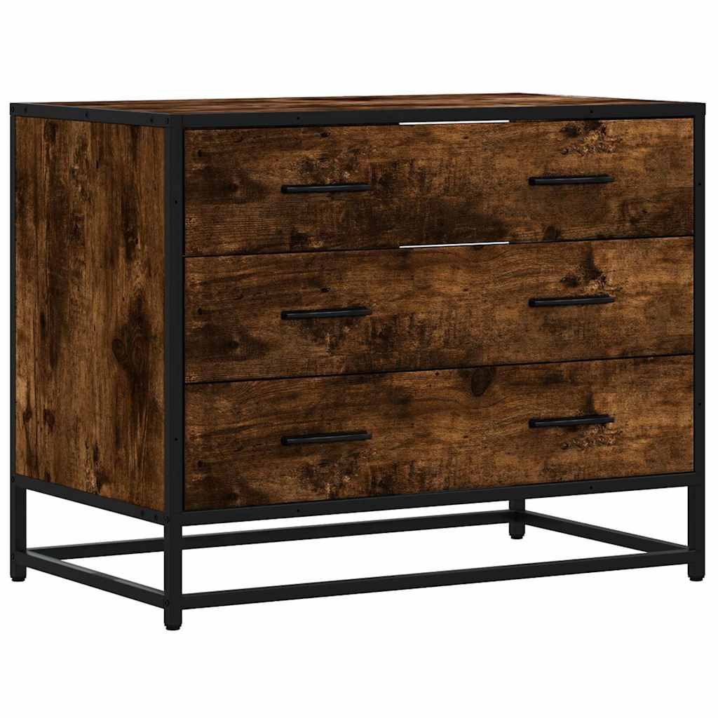 Commode chêne fumé 70x41x56 cm bois d'ingénierie - XIOS