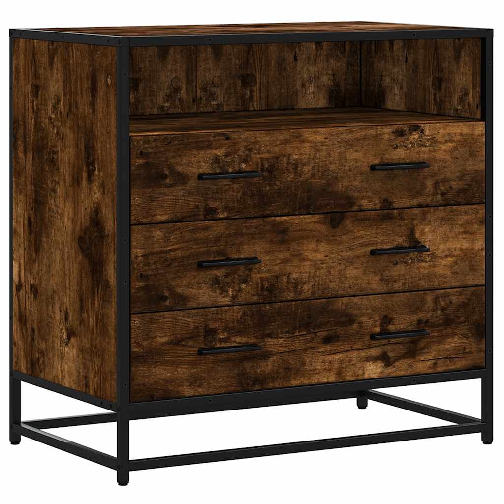 Commode chêne fumé 70x41x70 cm bois d'ingénierie - XIOS