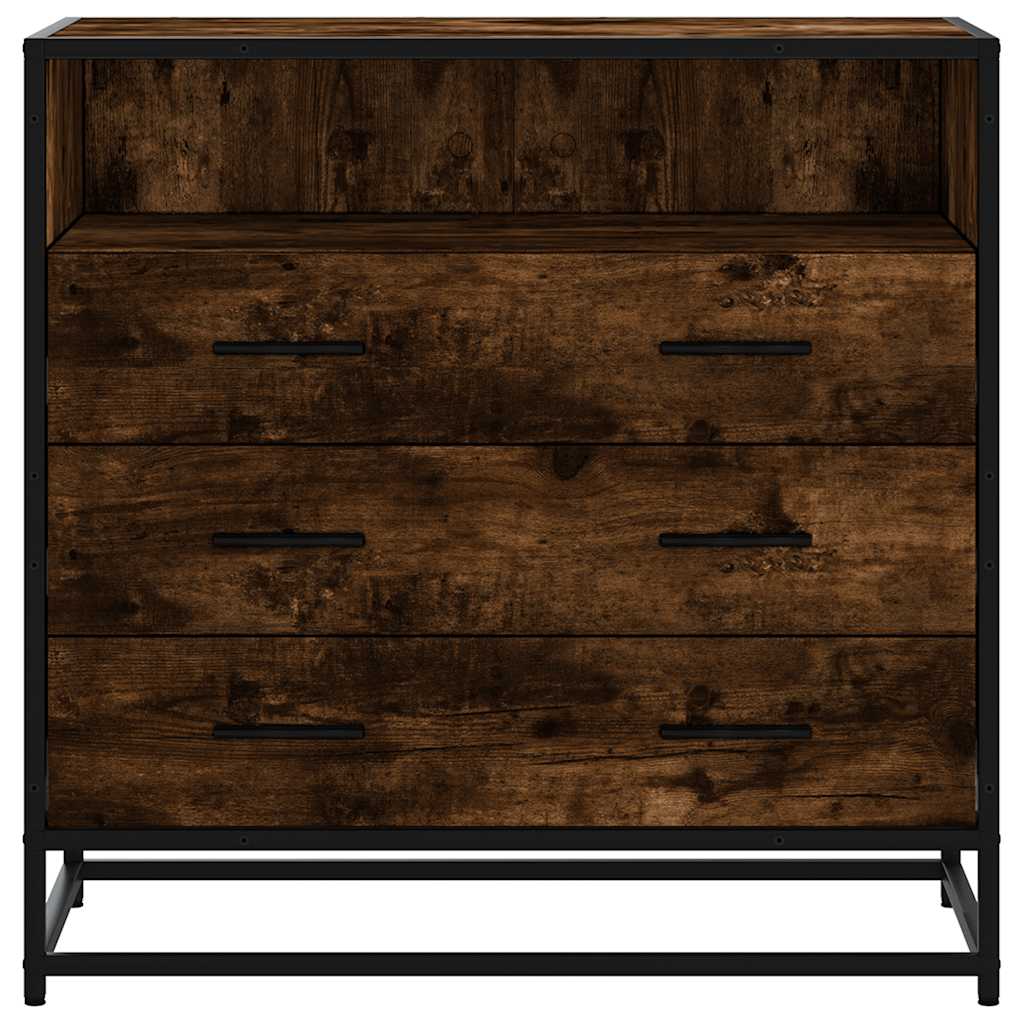 Commode chêne fumé 70x41x70 cm bois d'ingénierie - XIOS