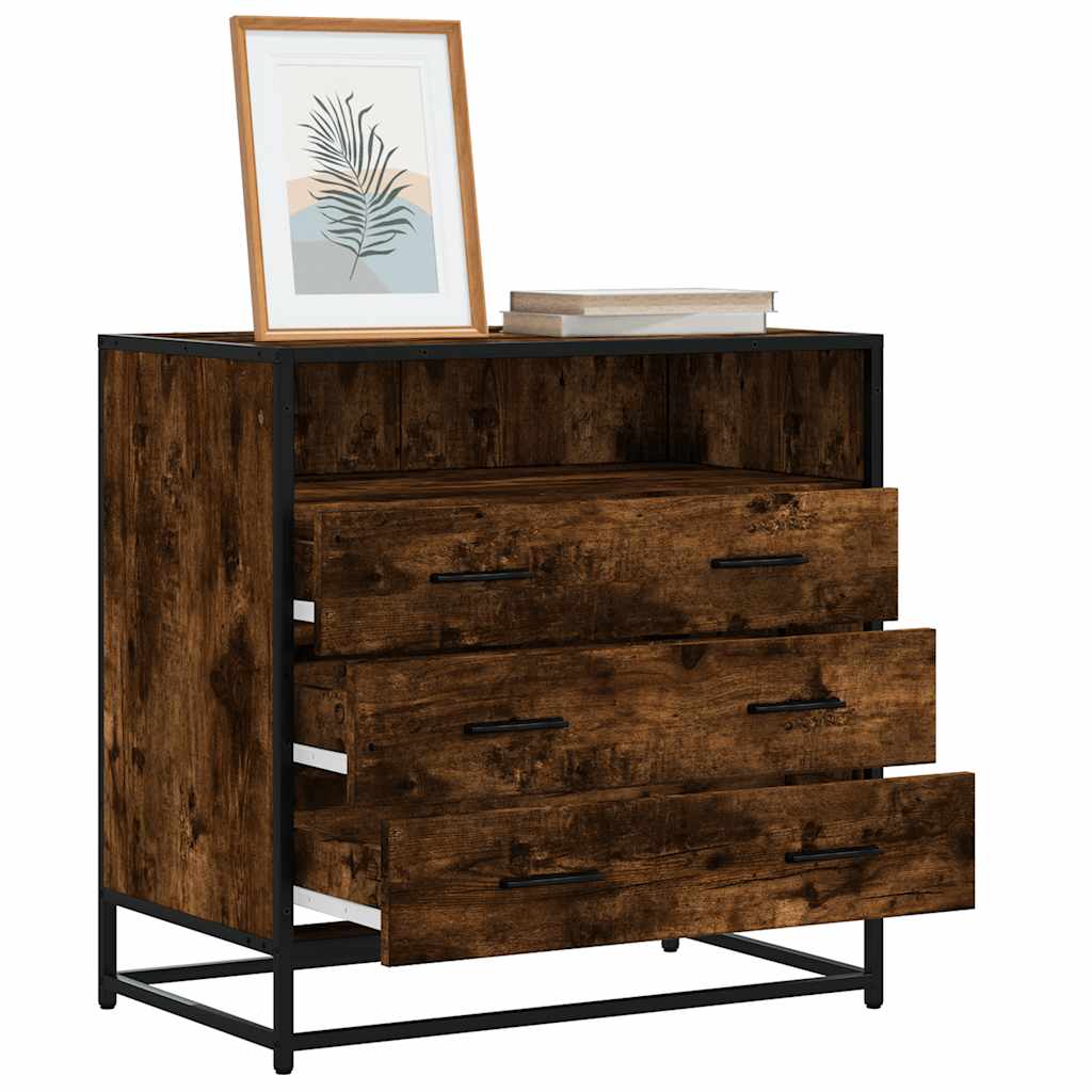 Commode chêne fumé 70x41x70 cm bois d'ingénierie - XIOS