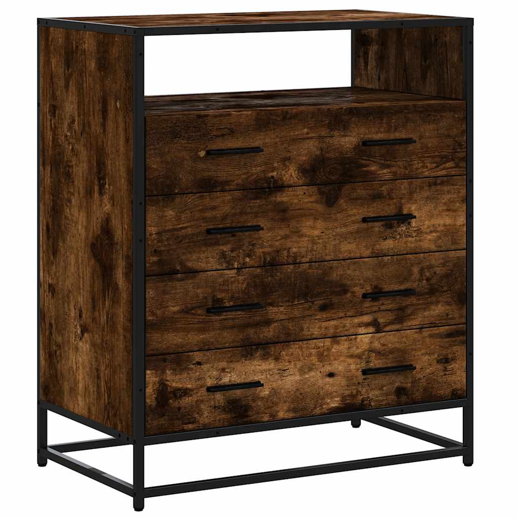 Commode chêne fumé 70x41x83,5 cm bois d'ingénierie - XIOS