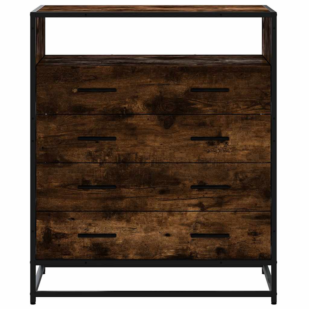 Commode chêne fumé 70x41x83,5 cm bois d'ingénierie - XIOS