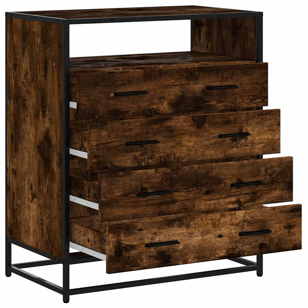 Commode chêne fumé 70x41x83,5 cm bois d'ingénierie - XIOS