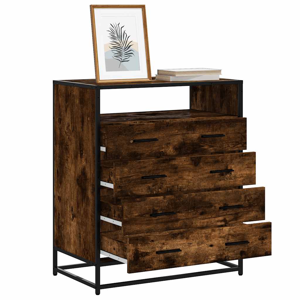 Commode chêne fumé 70x41x83,5 cm bois d'ingénierie - XIOS