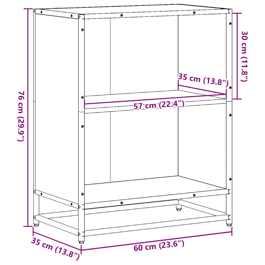 Bibliothèque sonoma gris 60x35x76 cm bois d'ingénierie - XIOS