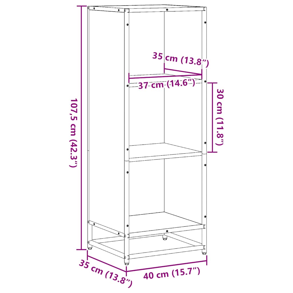 Bibliothèque chêne fumé 40x35x107,5 cm bois d'ingénierie - XIOS