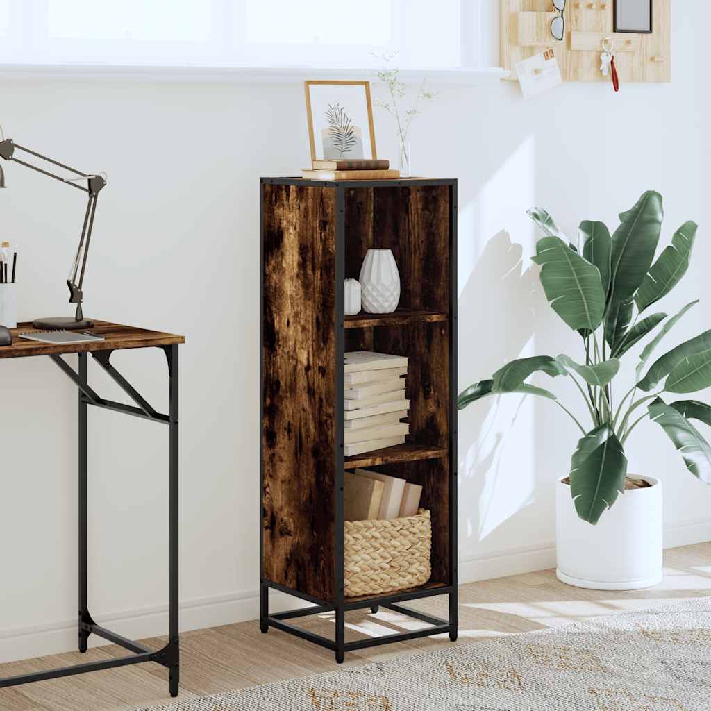 Bibliothèque chêne fumé 33,5x33x107,5 cm bois d'ingénierie - XIOS