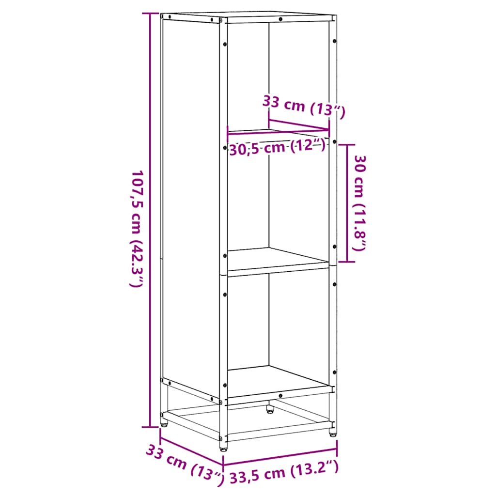Bibliothèque chêne fumé 33,5x33x107,5 cm bois d'ingénierie - XIOS