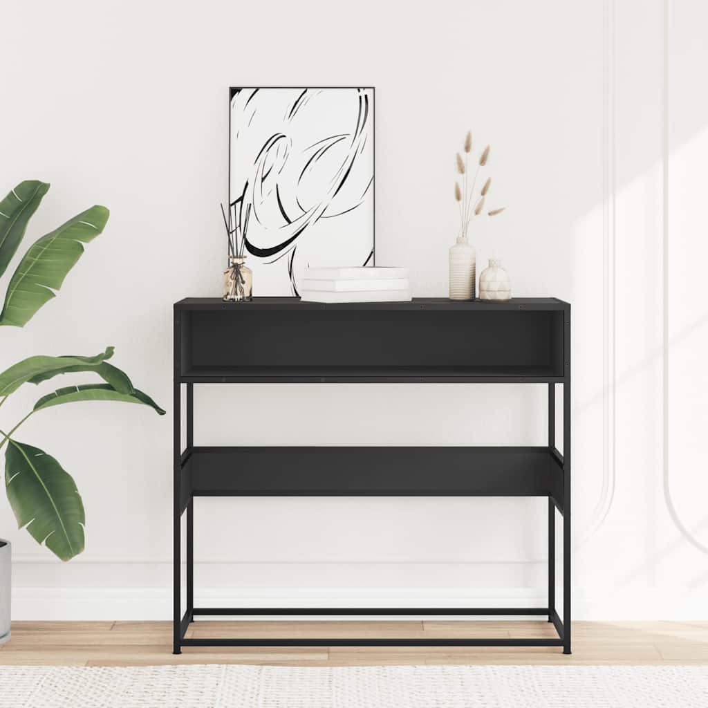Table console noir 90x35x80 cm bois d'ingénierie - XIOS