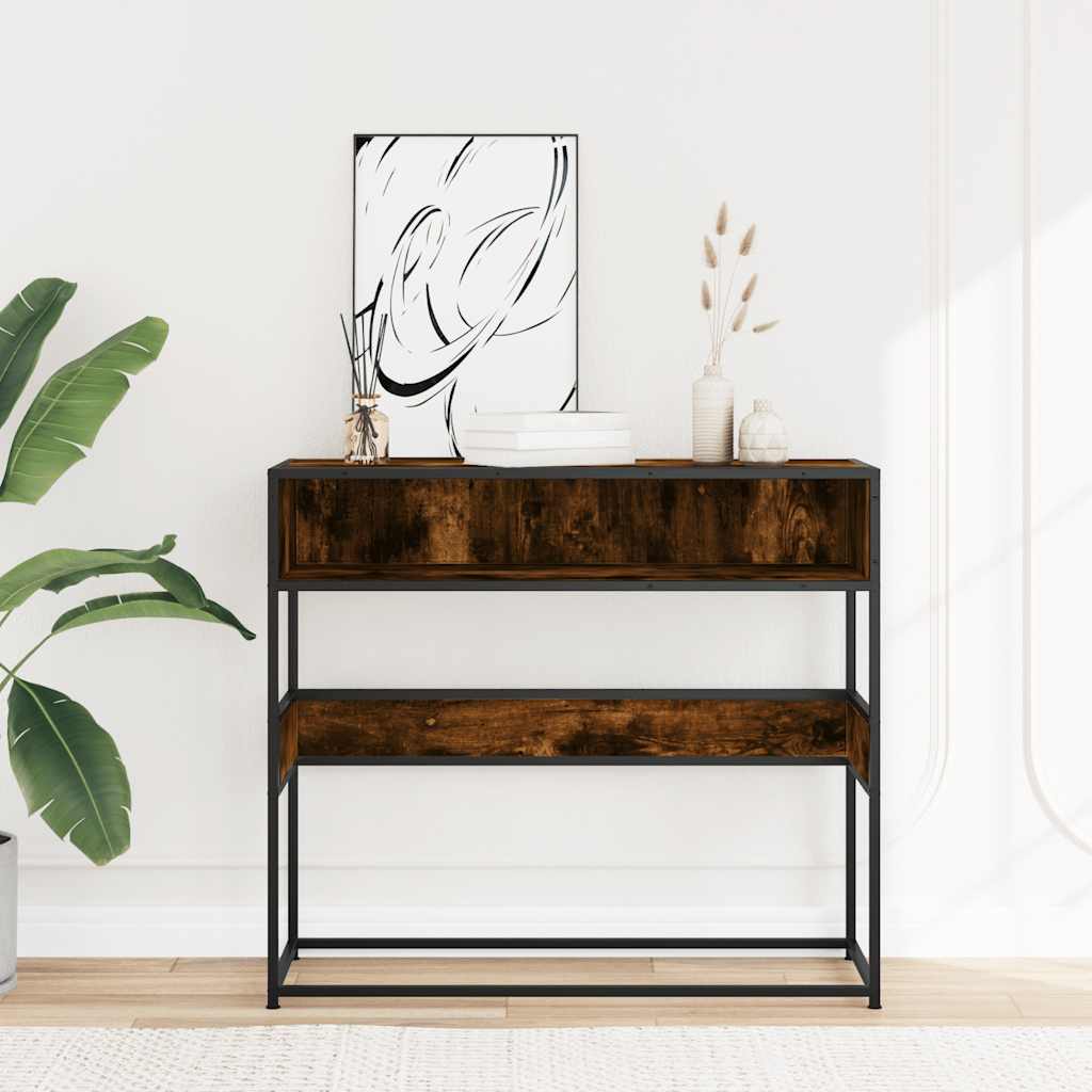 Table console chêne fumé 90x35x80 cm bois d'ingénierie - XIOS