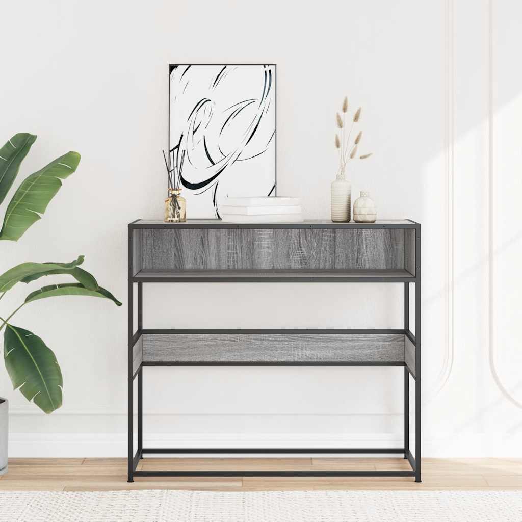 Table console sonoma gris 90x35x80 cm bois d'ingénierie - XIOS