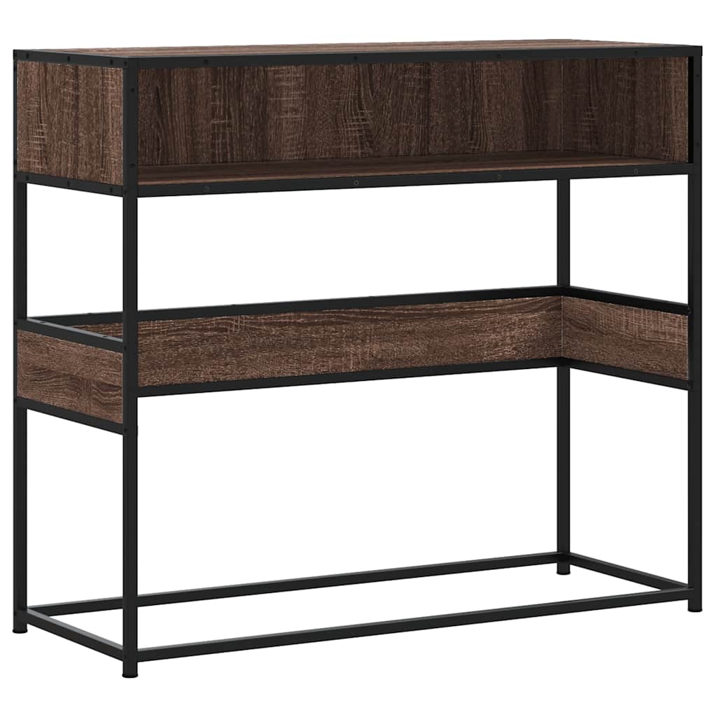 Table console chêne marron 90x35x80 cm bois d'ingénierie - XIOS