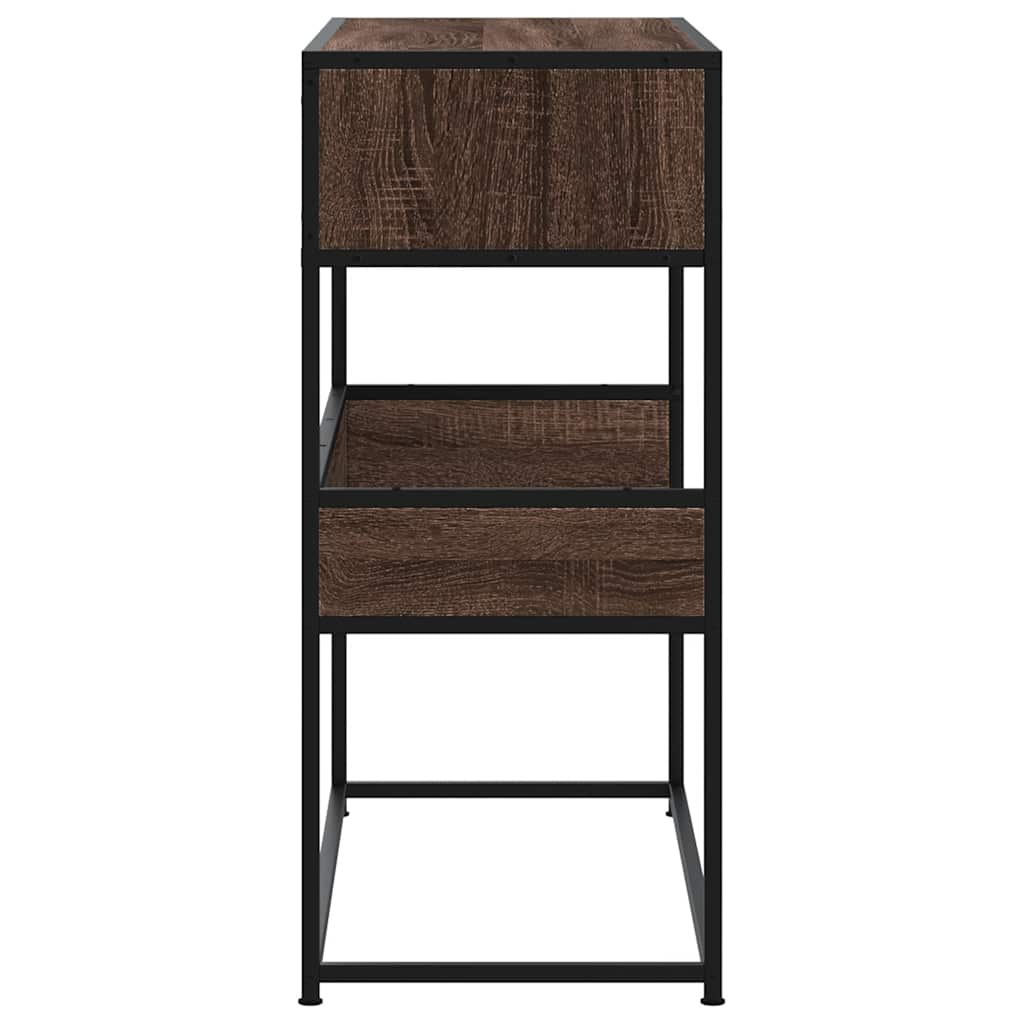 Table console chêne marron 90x35x80 cm bois d'ingénierie - XIOS