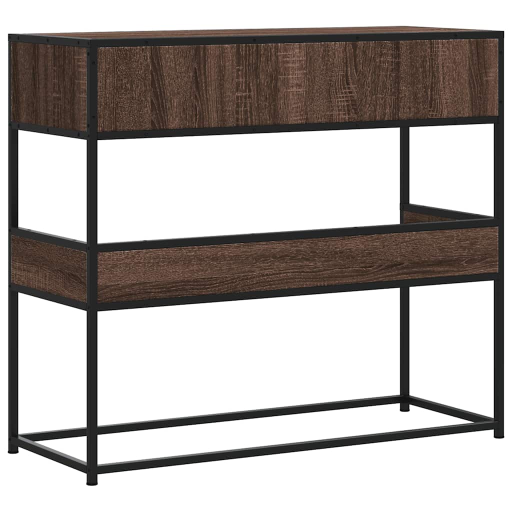 Table console chêne marron 90x35x80 cm bois d'ingénierie - XIOS