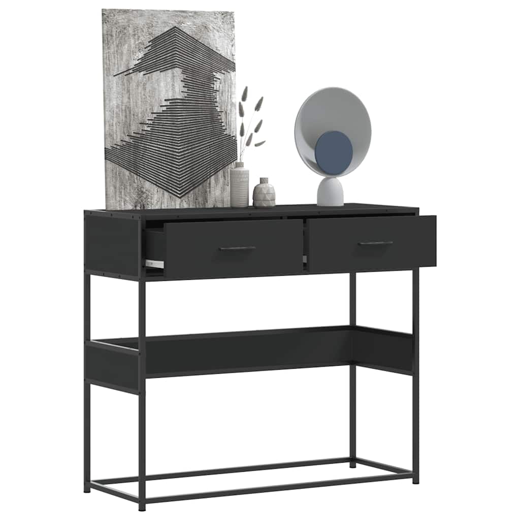 Table console noir 90x35x80 cm bois d'ingénierie - XIOS