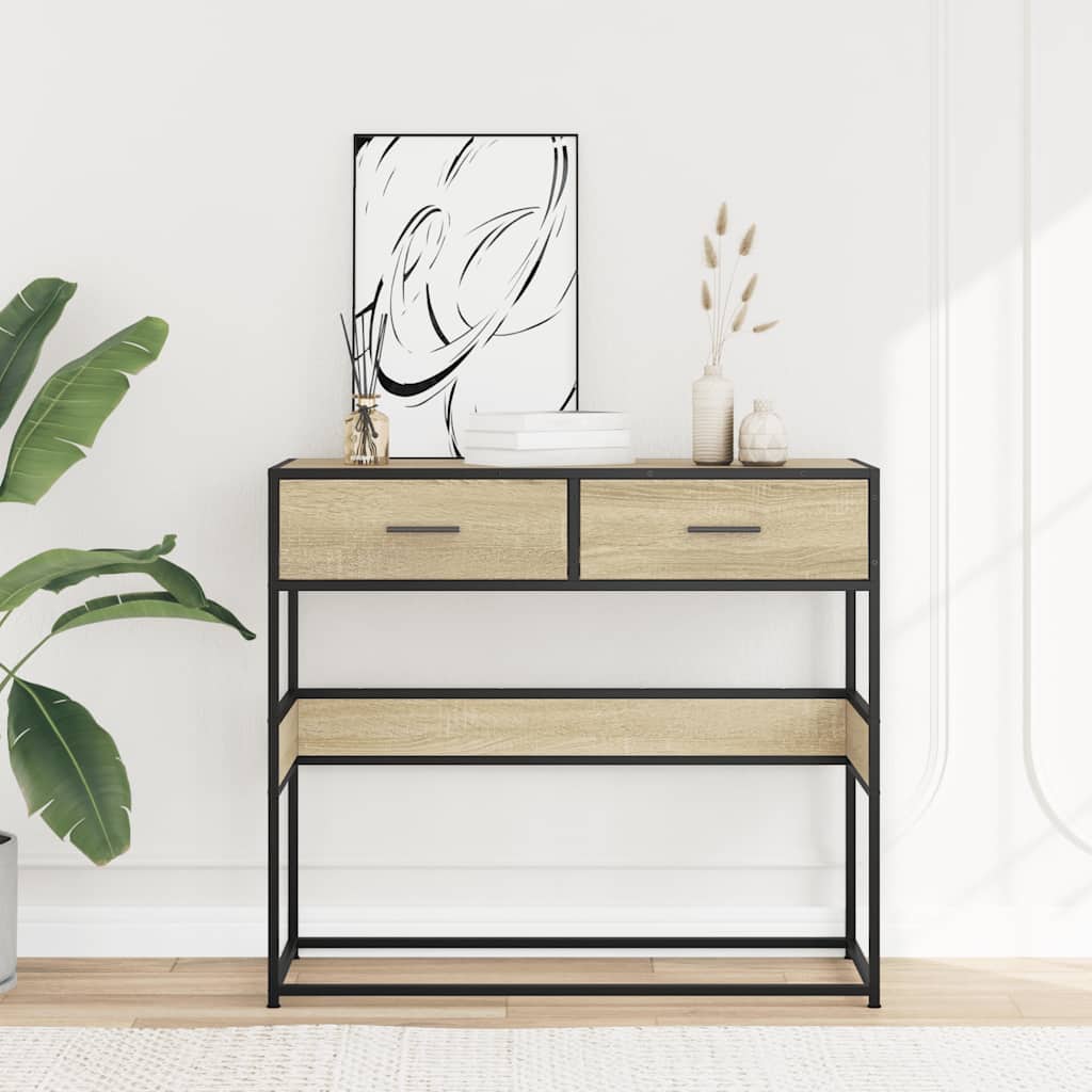Table console chêne sonoma 90x35x80 cm bois d'ingénierie - XIOS